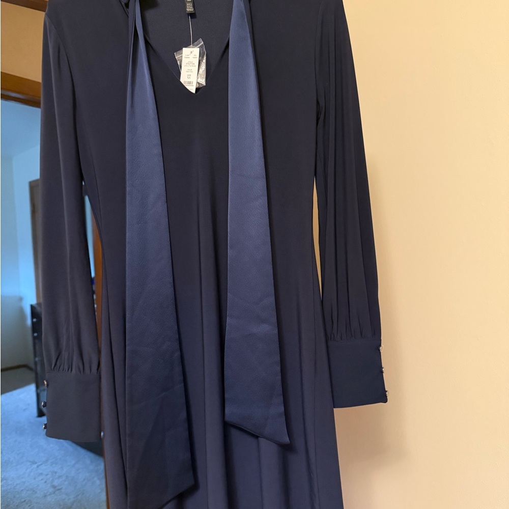 White House Black Market  Navy Long-Sleeve Dress